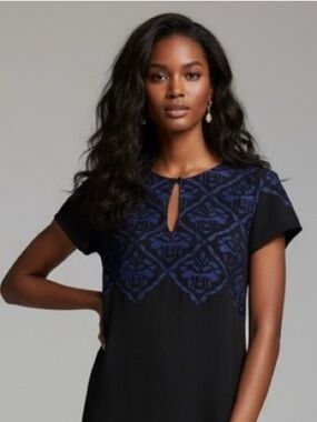 Lucky Brand Black and Blue Beaded Mini Dress